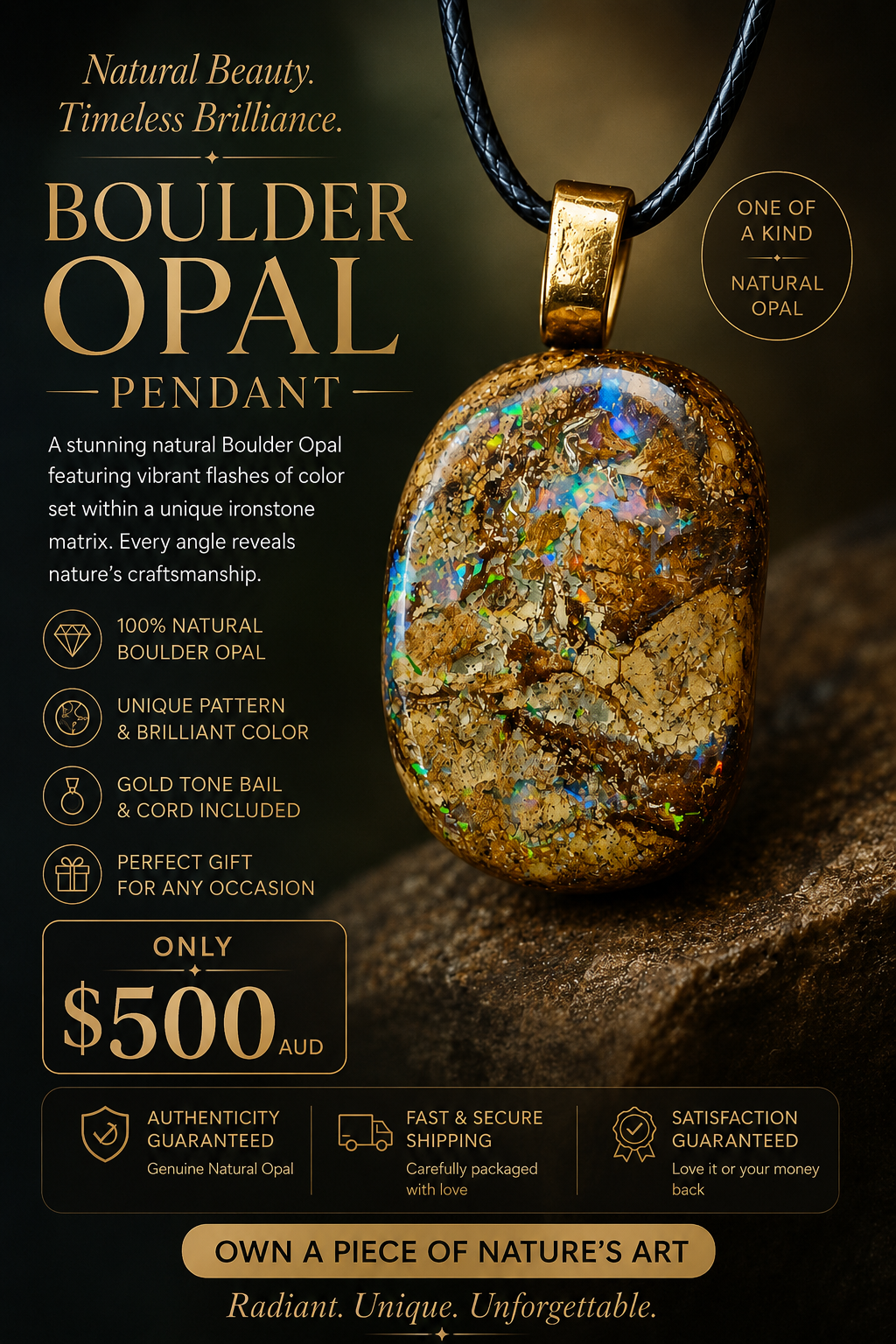 boulder opal pendant #2